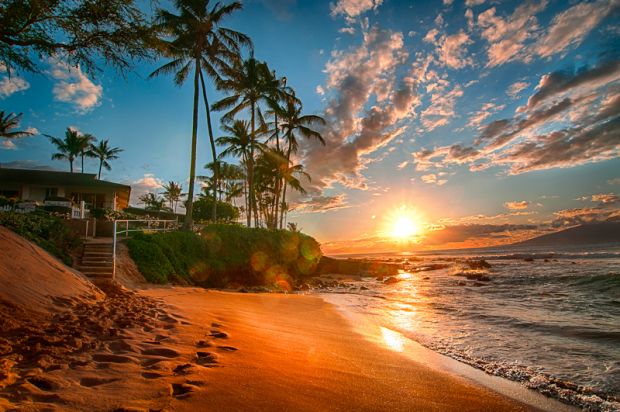 хаваи, плажа, havai, palmi, палми, зајдисонце